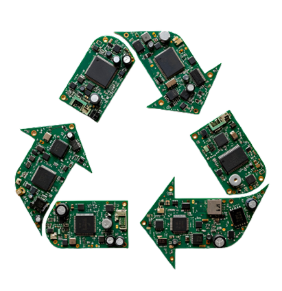 Imagem de reciclagem feita de circuitos